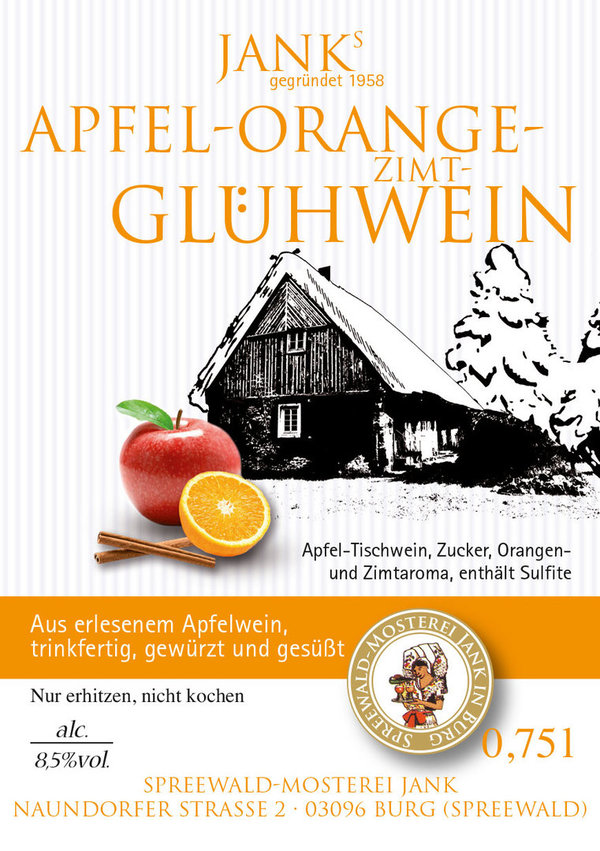 Glühwein Apfel-Orange-Zimt    0,75l